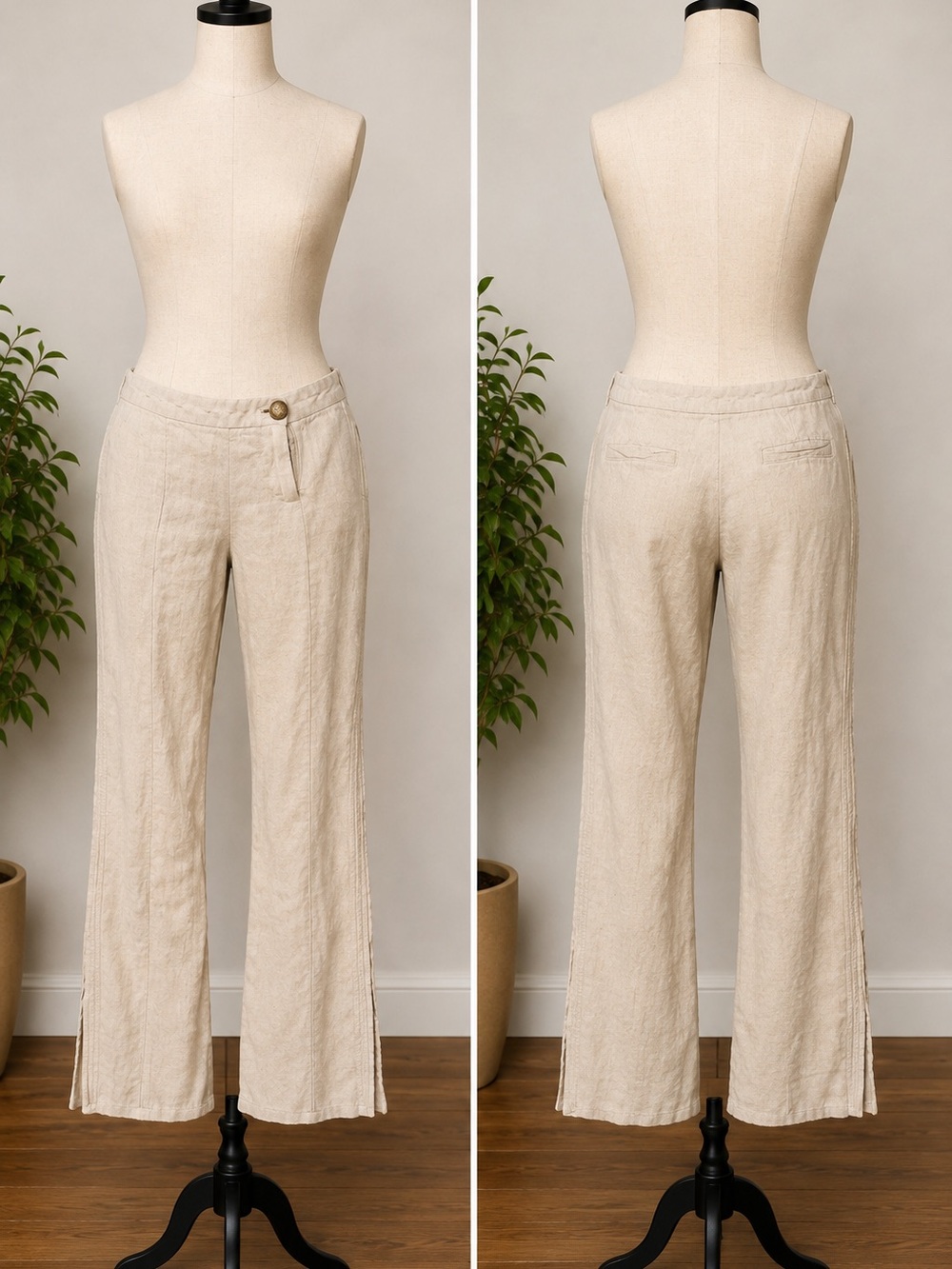 Marciano Cream Wide-Leg Linen Pants
